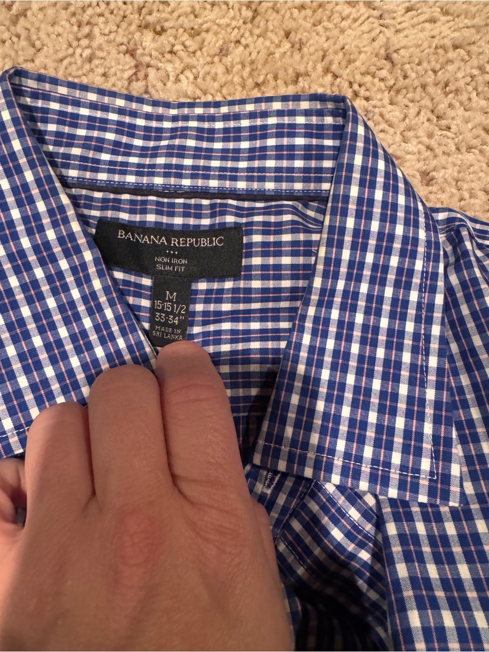 Banana Republic Blue and White Check Dress Shirt